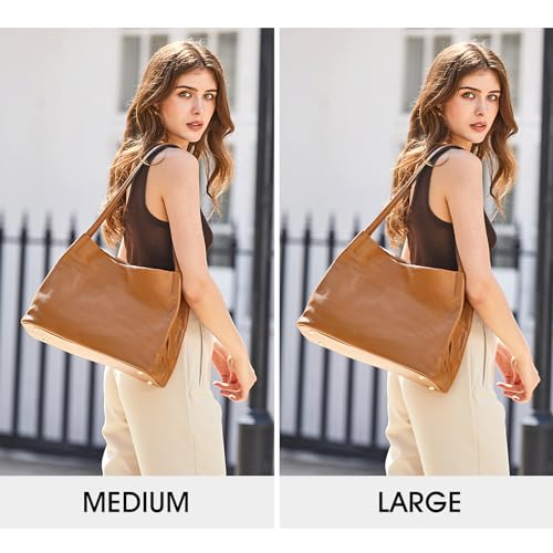 Kattee Leather Tote Bags for Women, Casual Shoulder Hobo Purses and Handbags, Top Magnetic Snap Closure