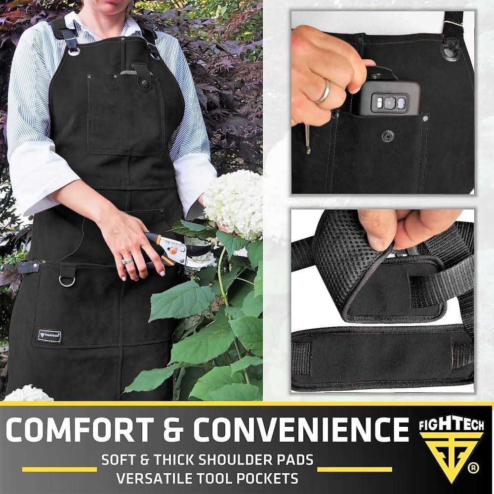 Fightech Work Apron with Tool Pockets Heavy Duty Shop Apron for Woodworkers