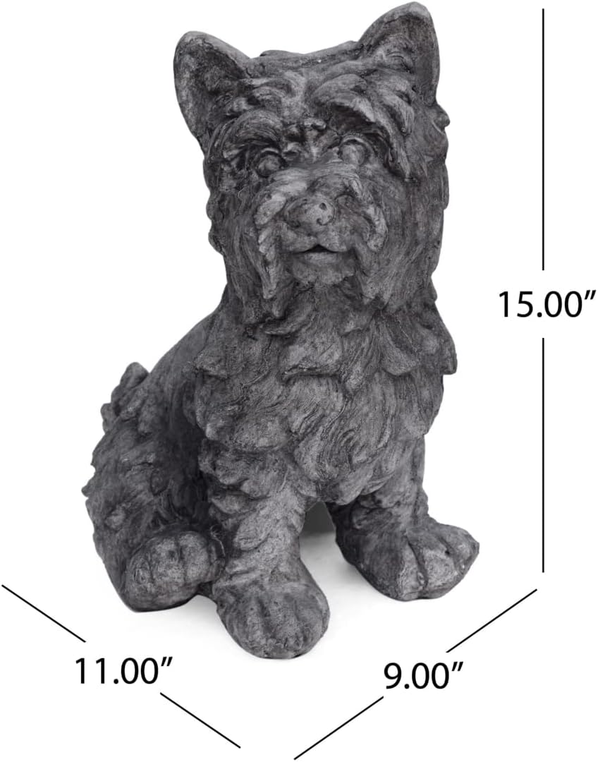 Christopher Knight Home Seth Outdoor Terrier Dog Garden Statue, Antique Gray Finish