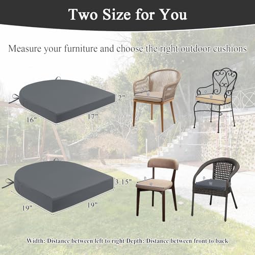 U'Artlines Outdoor Chair Cushions Set of 2, Waterproof Round Corner Seat Cushions, Patio Chair Cushions for Outdoor Furniture,Seat Cushions with Ties for Patio Garden Dining 17