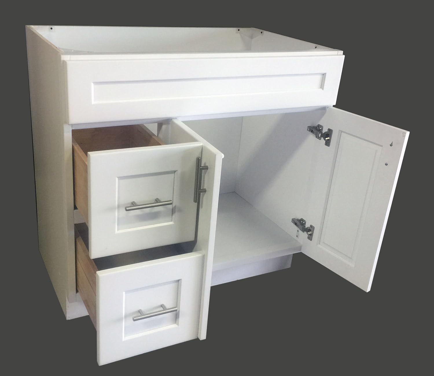 White Shaker Single-sink Bathroom Vanity Base Cabinet 36 Wide x 21 Deep WS-V3621D