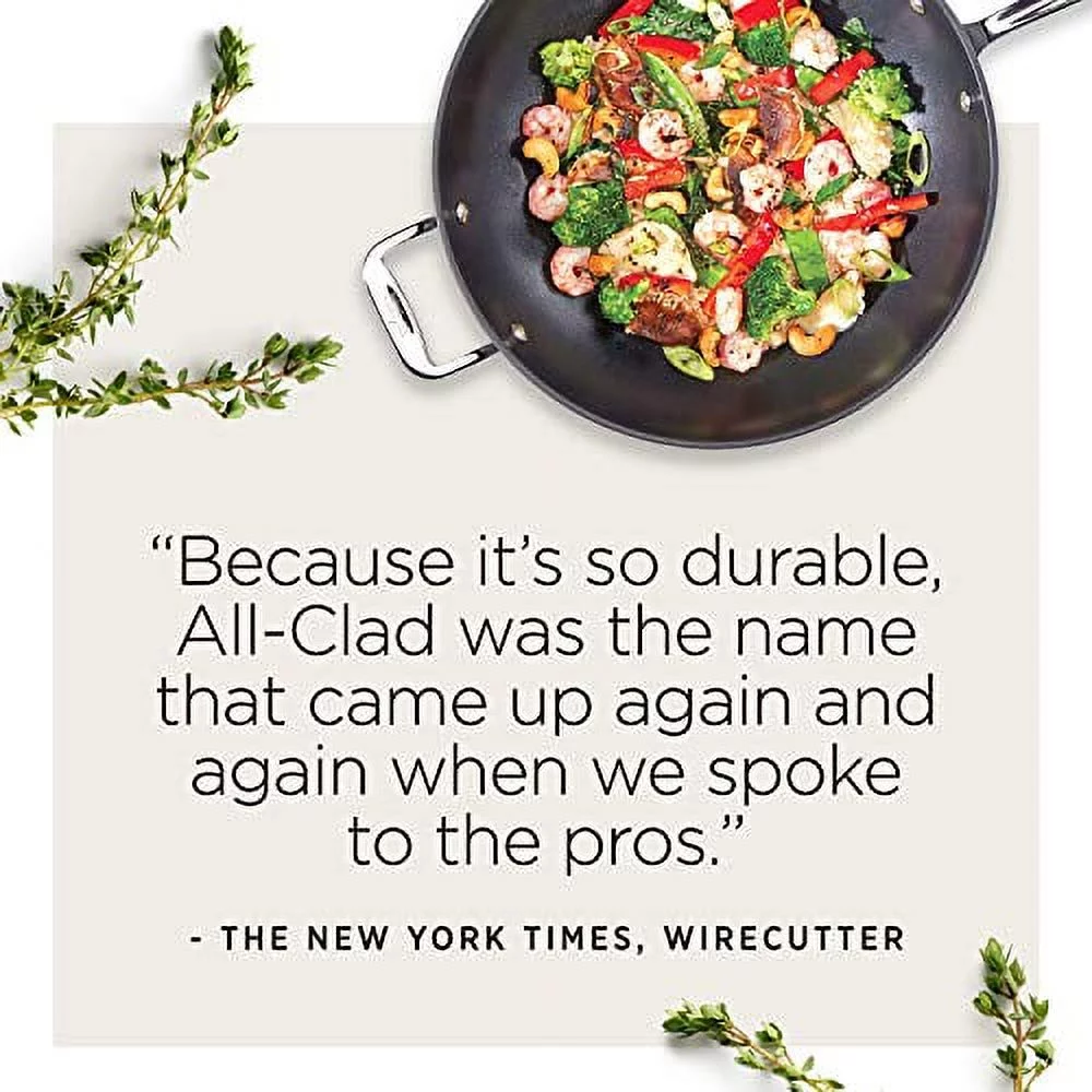 All-Clad HA1 Hard Anodized Nonstick Cookware, 2 Piece Fry Pan and Saute Pan with Lid Set, 10 inch and 4 quart