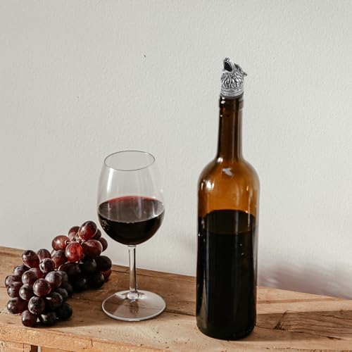 Wine Aerator Pourer Wolf Head Spout Bottle Pourers Stainless Steel Animal Bar Liquors Bottle Pourer Animal Decorative Liquors Stopper for Red Wines Whiskey Silver