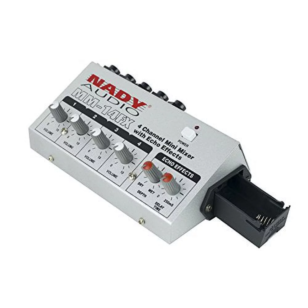 Nady MM-14FX 4-Channel Microphone Mixer with integrated echo effect - ¼? Inputs & output - Delay time & Depth controls