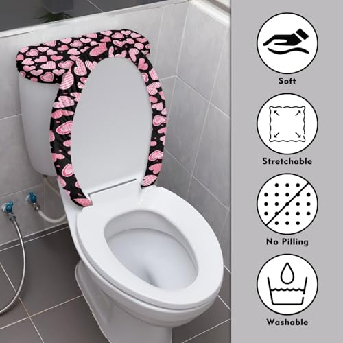 Christmas Bow Bell Toilet Tank Lid Cover and Toilet Seat Lid Cover 2 Pcs Set Toilets Covers with Elastic Cloth Fits Most Toilets Tanks & Lids