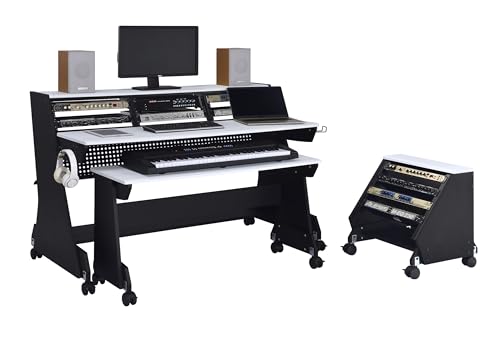 EX88 Series 88 Keys Music Studio Desk Workstation with Rack Cabinet (Black)