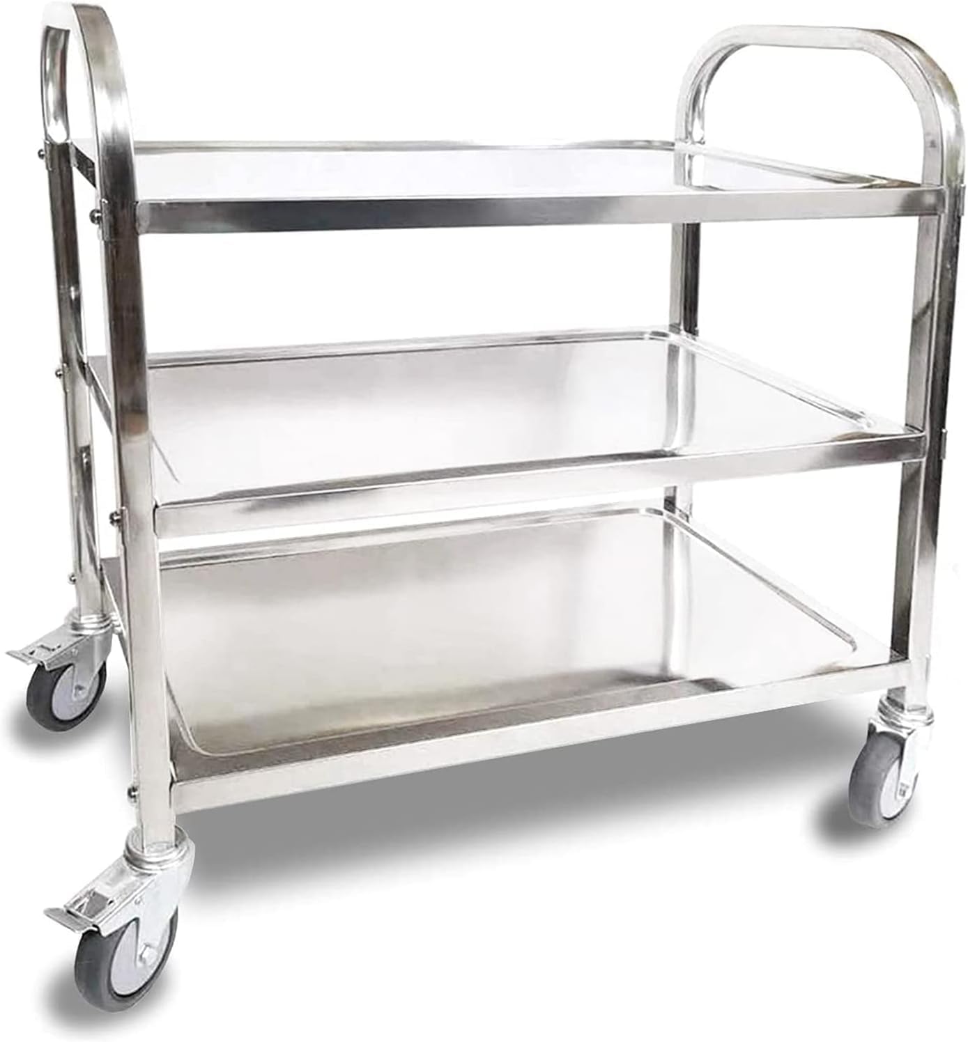 3 Tier Stainless Steel Utility Cart with Locking Wheels L29.5× W16× H33inch 330Lbs Total Load Capacity Kitchen Island Trolley Catering Storage Cart for Kitchen Restaurant Hotel Cafe Home