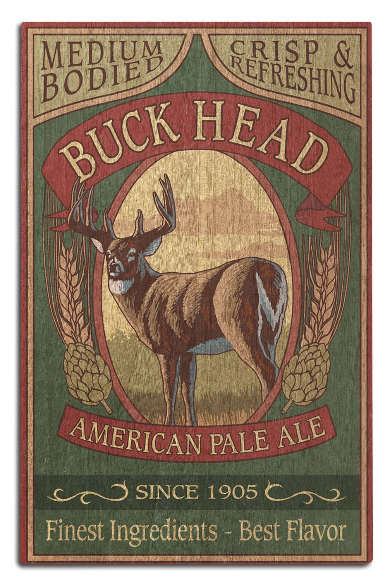 White Tailed Deer Ale, Vintage Sign Birch Wood Wall Sign (12x18 Rustic Home Decor, Ready to Hang Art)