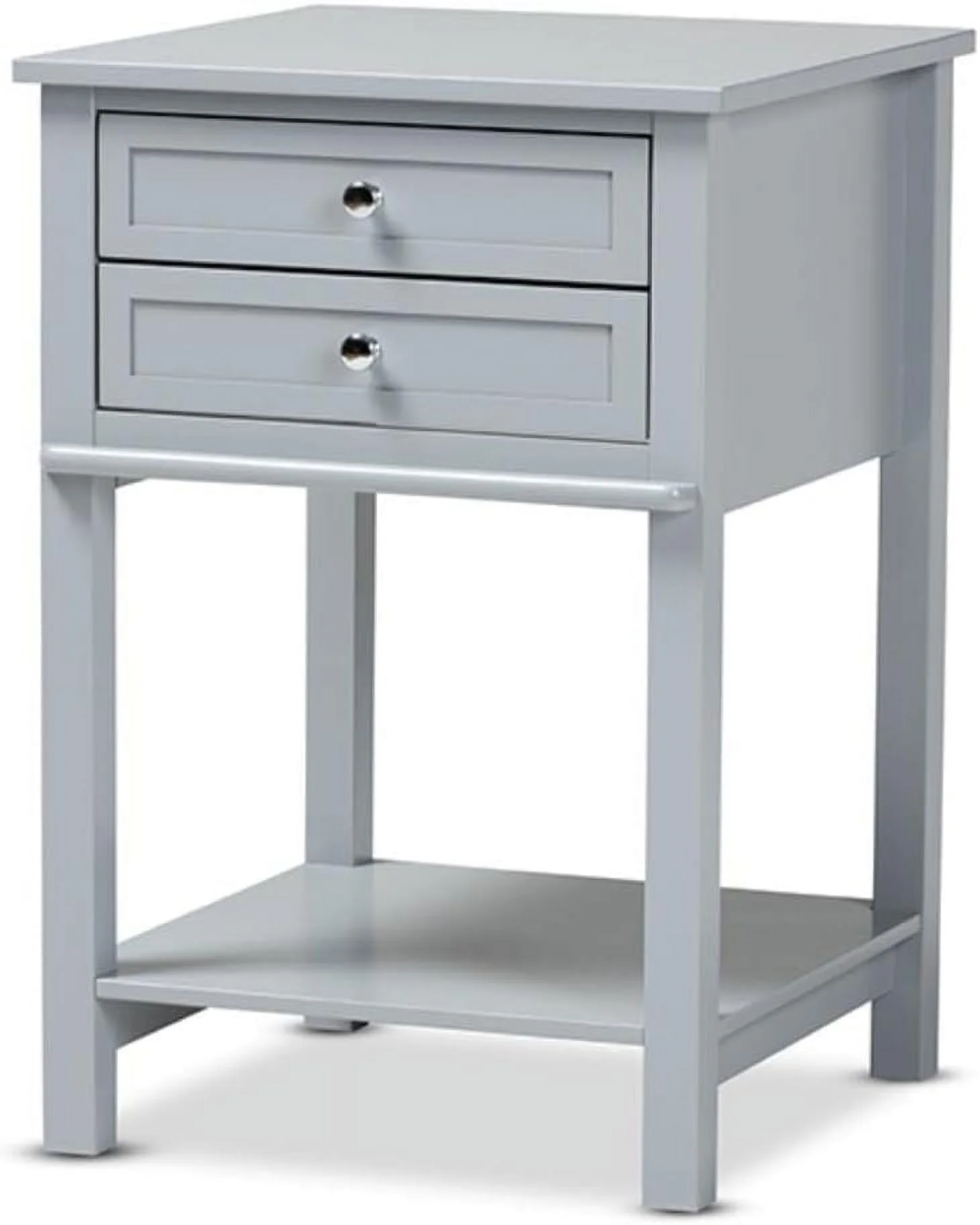 Willow Light Grey Finished 2-Drawer Wood End Table