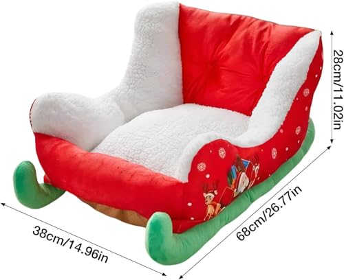 Christmas Sleigh Dogs Cat Beds for Indoor Thickened Velvet Dog Beds for Small Dogs Holiday Snowflake Pet Bed Mat Washable Warm Dog Bed Cozy Soft Cat Bed Fits Puppy Or Small Pet Winter Birthday Gifts