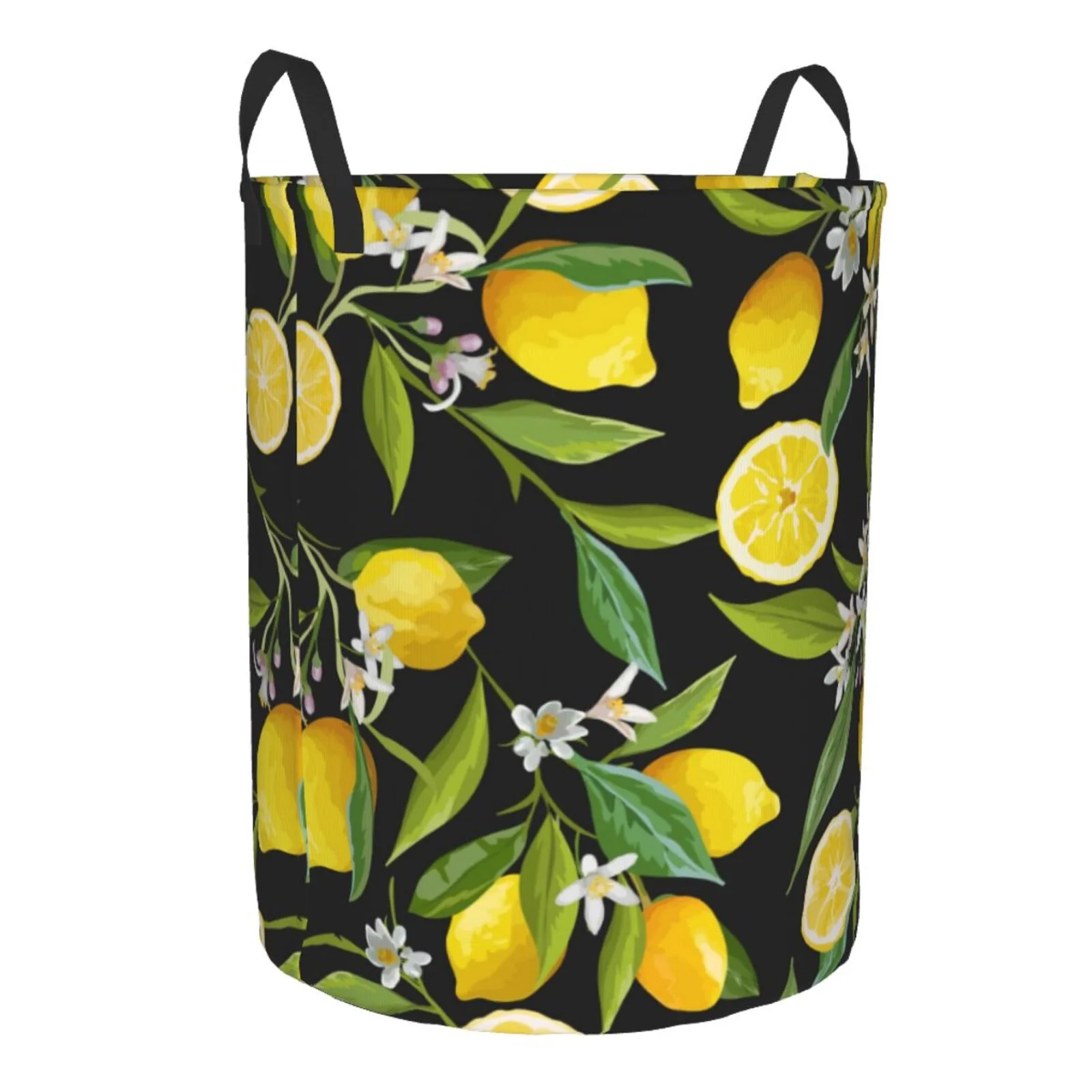 Balery,Laundry Hamper With Handles Laundry Basket Lemon Fruits Flowers Leaves Round Laundry Baskets Circular Hamper For Bathroom Organizer Basket Lightweight Storage Baskets For Bathroom