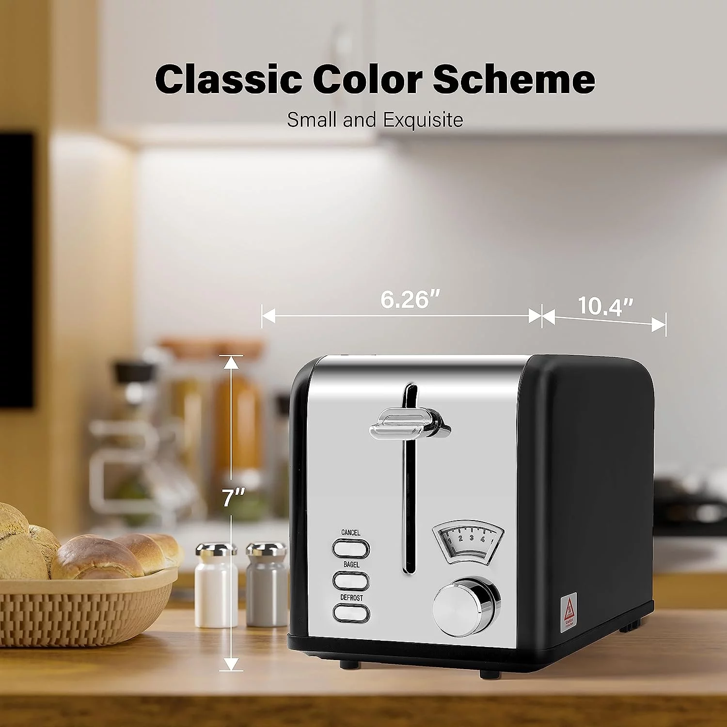 YSSOA 2-Slice Toaster with 1.5 inch Wide Slot, Toast Bread Machine with Removable Crumb Tray, Black