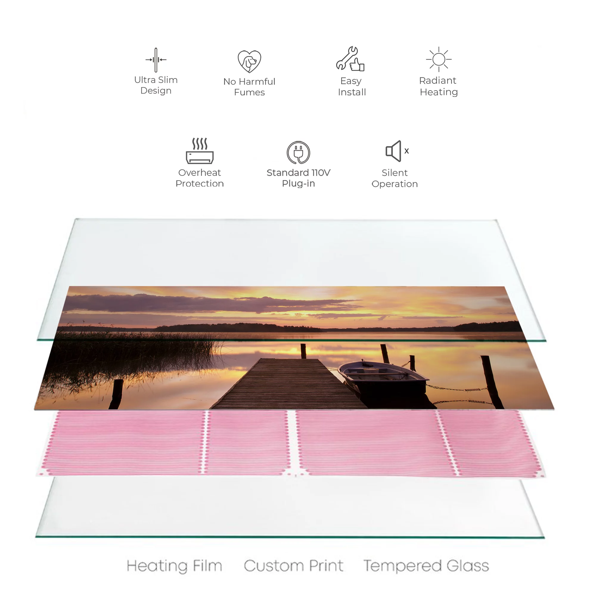 Radiant Glass Heater 16x48 - Zen Pontoon