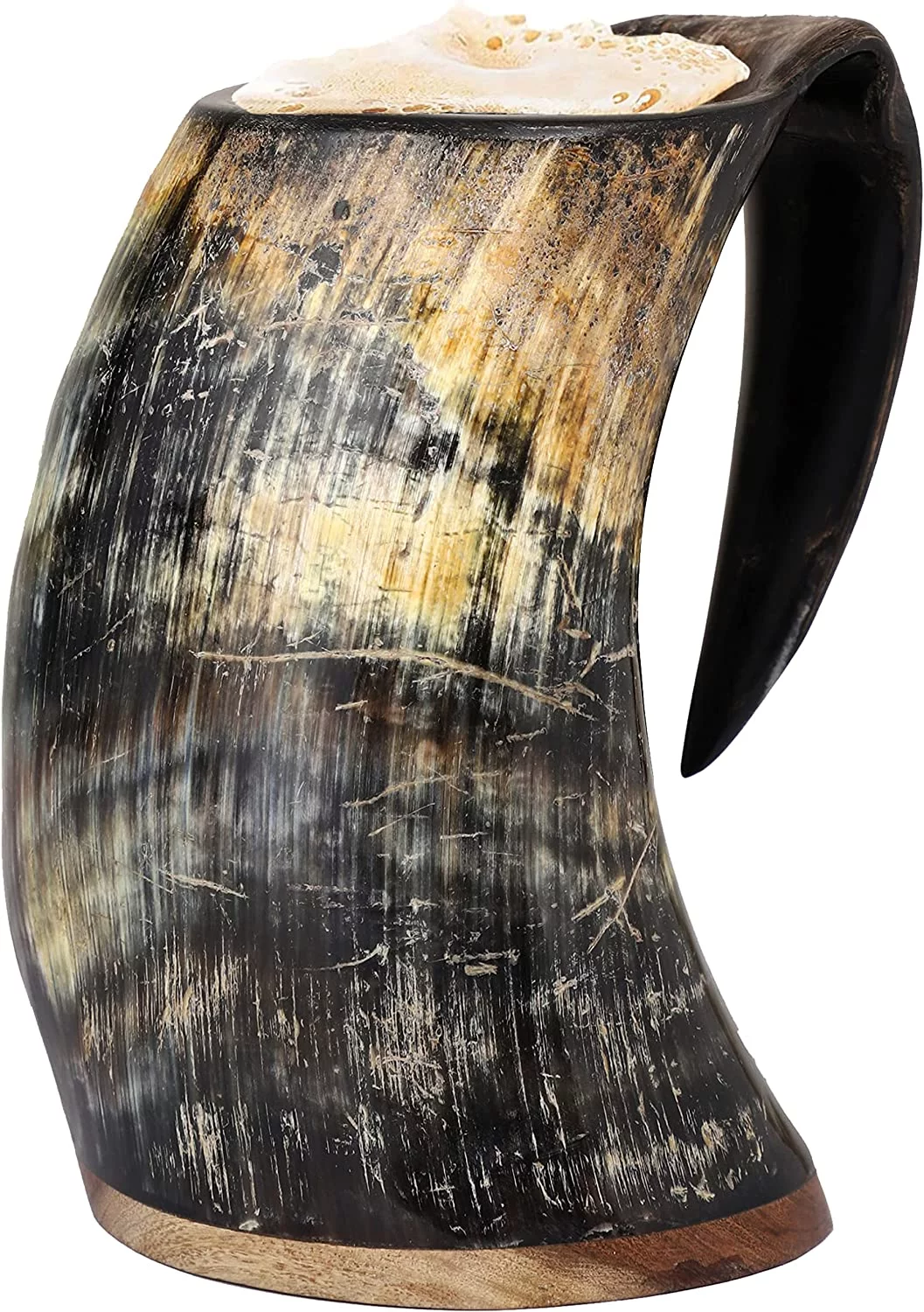 Viking Drinking Horn Mug Natural Finish Ox Tankard, Norse Style Hot & Cold, Food Safe Game Of Thrones Medieval Beer, Ale, Wine, Mead, Coffee Cup