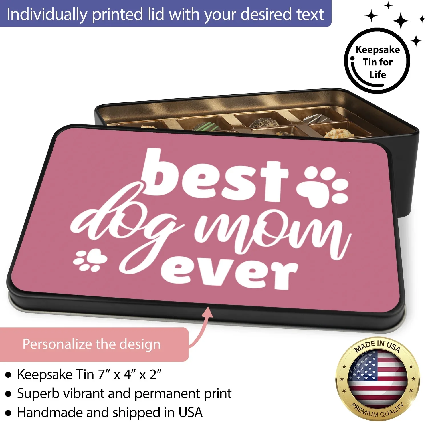 Best Dog Mom Ever Chocolate Truffle Keepsake Tin