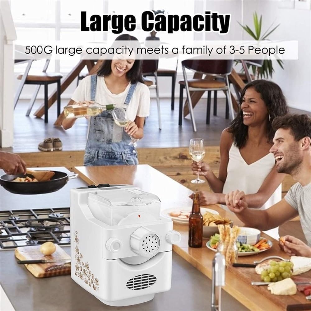 Electric Pasta Maker Machine,180W Pasta Extruder Noodle Rolling Machine Fully Automatic to Create Your Own Delicious Fresh Pasta Including Spaghetti,Noodles,Dumpling Skin and More