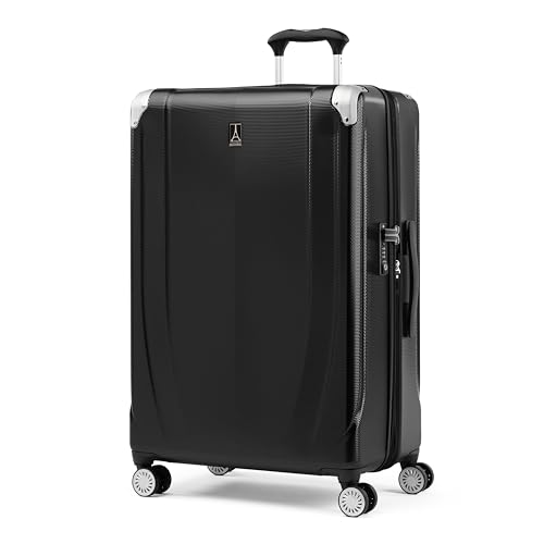 Travelpro Pathways 3 Hardside Expandable Luggage, 8 Spinner Wheels, Lightweight Hard Shell Suitcase, Carry On 21 Inch, Black Knight