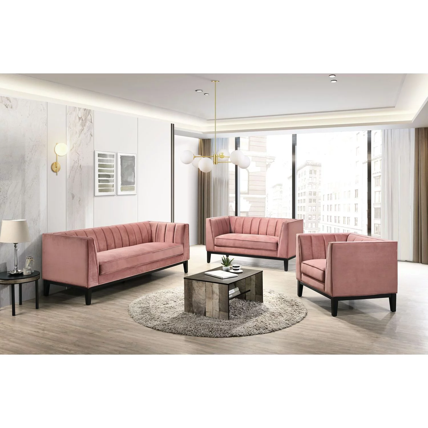 Picket House Furnishings Calabasas Sofa in Rose