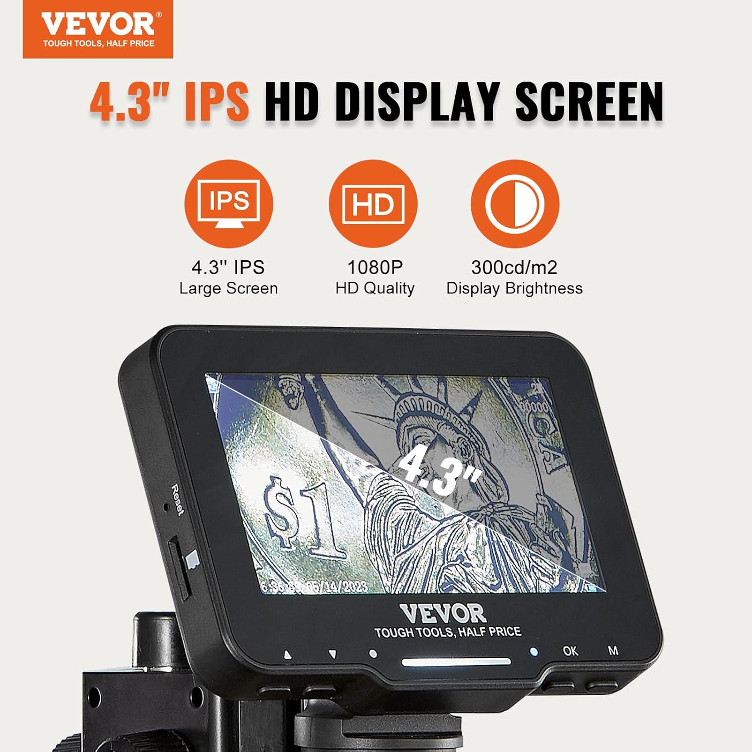 VEVOR LCD Digital Microscope for Adults Kids, 4.3