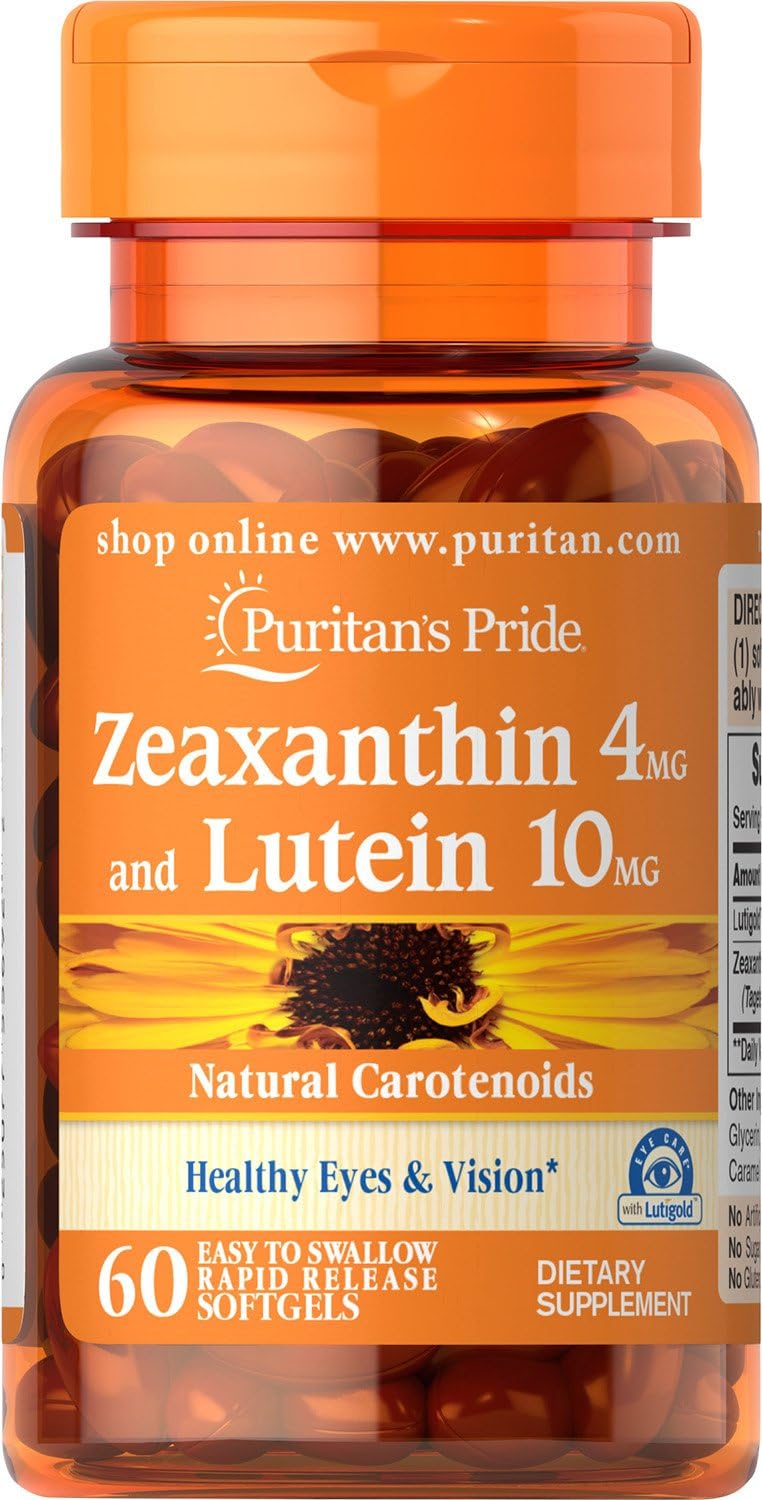 Puritan's Pride Zeaxanthin 4mg with Lutein 10mg, Supports Healthy Eyes and Vision*, 60 ct