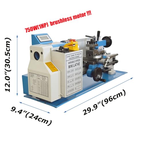 Mini Metal Lathe CJ0618 Metric Thread 750W Benchtop Precision Metal Wood Horizontal Lathe 0-2500rpm Variable Speed 7