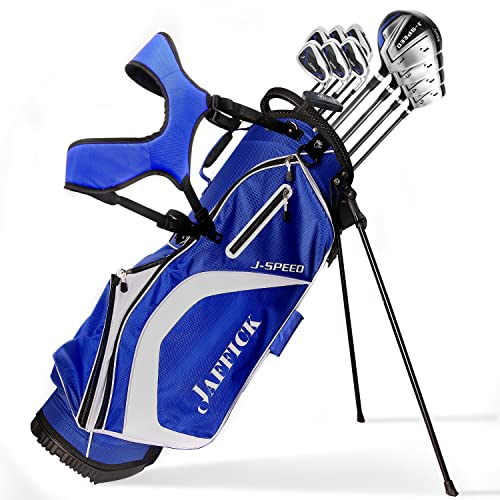Jaffick Complete Golf Club Sets for Men 12 Piece Includes Golf Driver #3 Fairway Woods, 4 & #5 Hybrid, 6-9 Irons, Pitching & Sand Wedge, Putter and Golf Stand Bag
