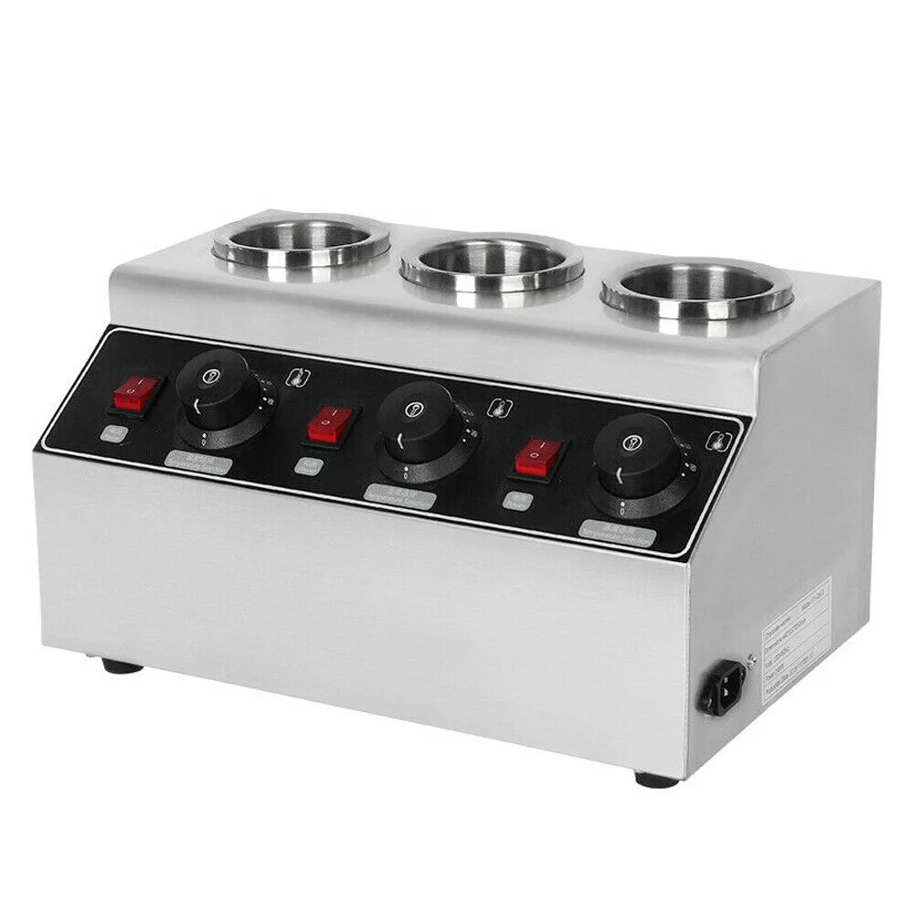 OUKANING 240W Electric Food Sauce Warmer Heater 3 Bottles Cheese Warmer Sauce Pump Dispenser Heat Preservation