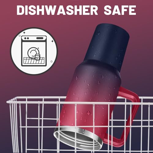 40 oz Tumbler with Handle and Straw Spout Lid - 100% Leak-proof Travel Coffee Cup, BPA Free Metal Mug, Vacuum Insulated Water Bottle- (Cold-34H & Hot-10H), Straw Cover, Silicone Boot