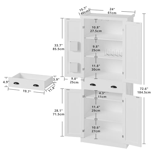 IRONCK Kitchen Pantry Storage Cabinet 72.6