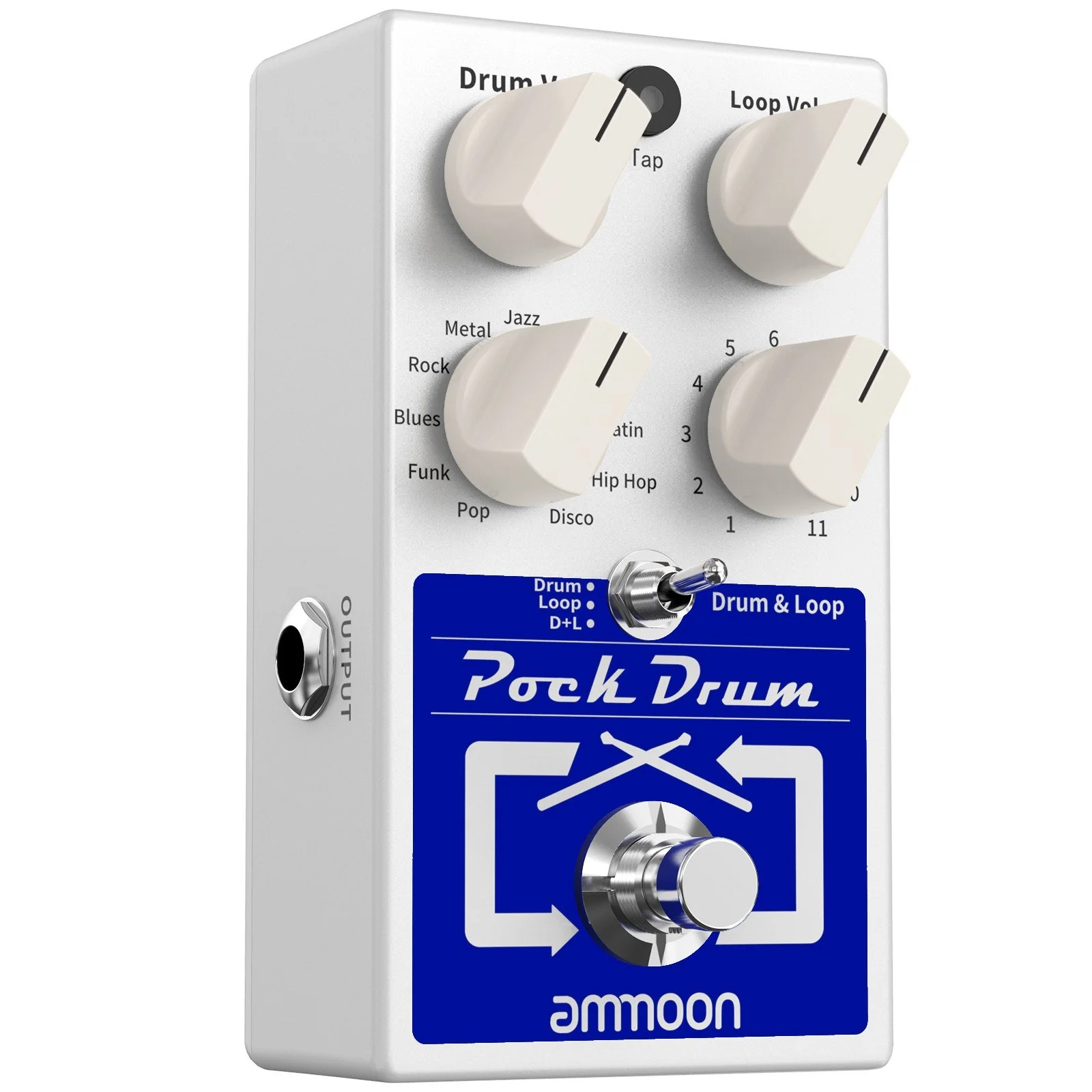 Shieny PockDrum Drum & Loop Guitar Effect Pedal 3 Modes 11 Drum Styles 11 Rhythm Types Built-in Looper Max. 20min Recording Unlimited Dub Tracks Tap Tempo