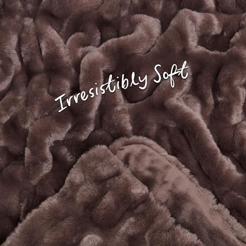 Chanasya Premium Ruched Faux Fur Throw Blanket - Luxurious, Soft Reversible Mink Blanket - 50