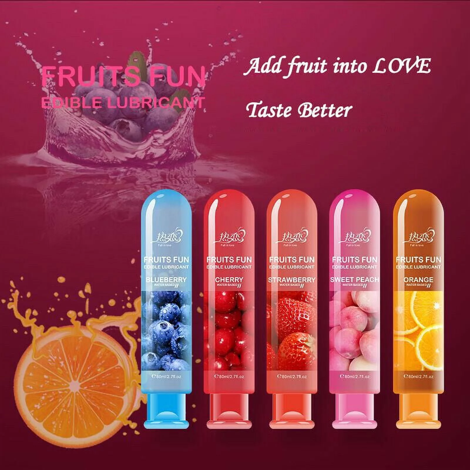 Fruits Fun Water Based Edible Lubricant - 5 different Flavor 2.7oz