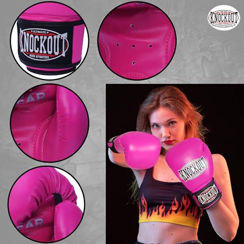 Knockout Gel Boxing Gloves for Men Women - Pro Training Sparring, Maya Hide Leather Muay Thai MMA Kickboxing, Adults-Kids Heavy Bag Workout Gloves for Boxing -Ultra-Wide Wrist Support 10 oz - 16 oz