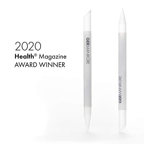 GERMANIKURE 6pc Manicure Set in Gray Suede Case - FINOX Stainless Steel Tools Made in Germany, Glass Nail Care Supplies Made in Czech Republic – Professional Cuticle and Nail Care Kit