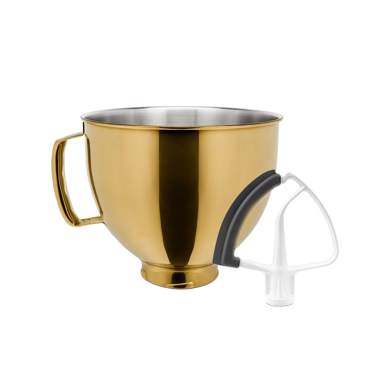 KitchenAid 5-Quart Radiant Gold Stainless Steel Metallic Bowl + Flex Edge Beater | Fits 4.5-Quart & 5-Quart KitchenAid Tilt-Head Stand Mixers