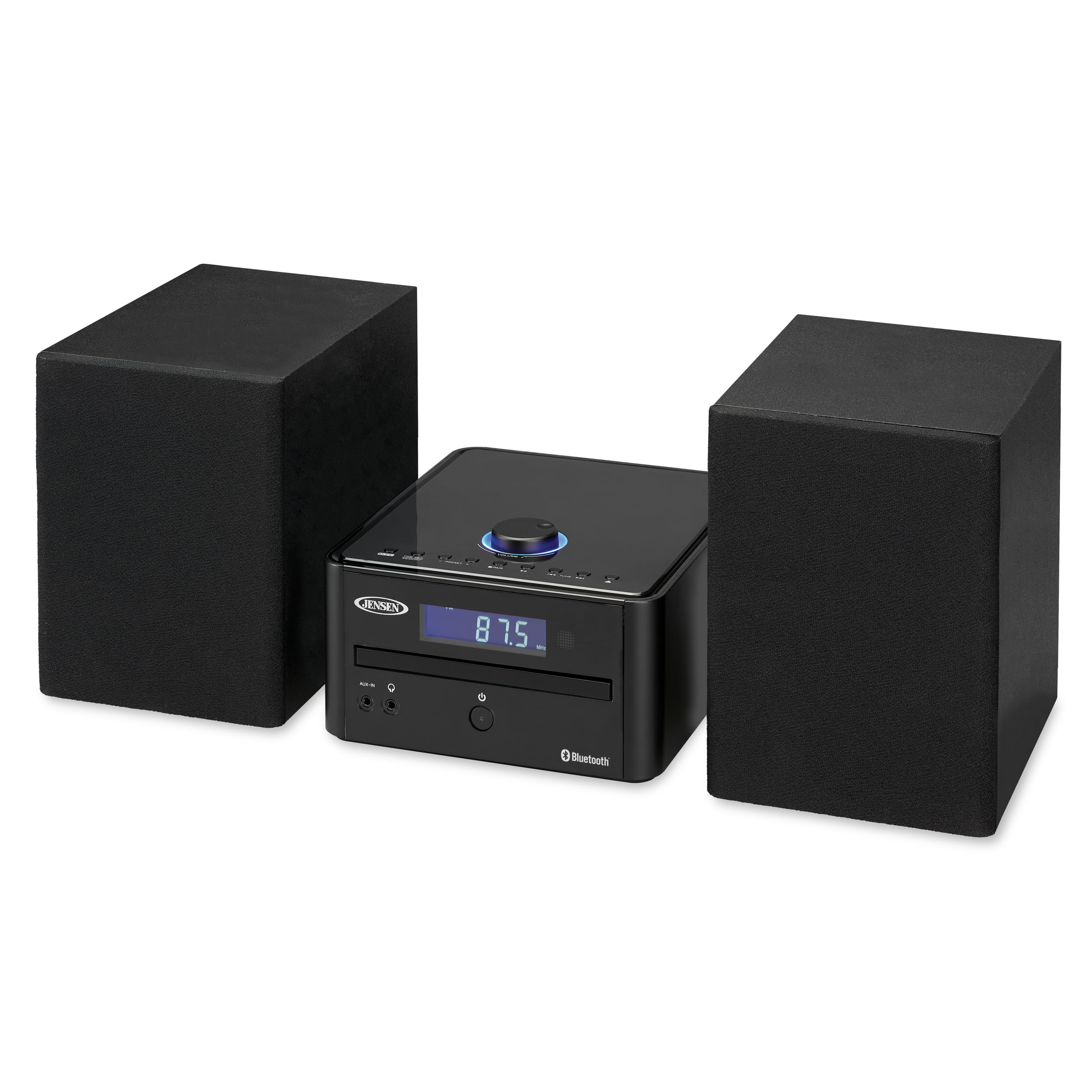 Jensen JBS-210 3-Piece Stereo 4-Watt-RMS CD Music System with Bluetooth, Digital AM/FM Receiver, 2 Speakers, and Remote
