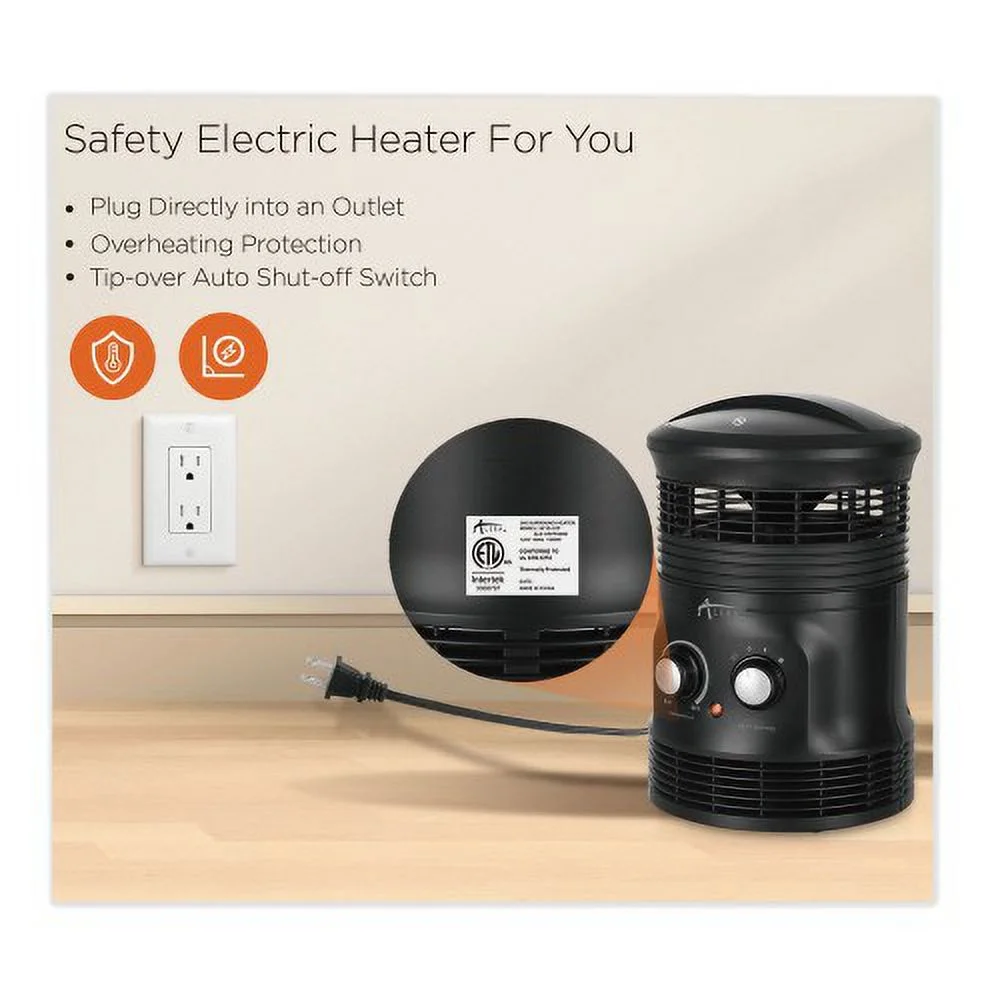 Alera 360 Deg Circular Fan Forced Heater, 750 W, 8 x 8 x 12, Black, Each