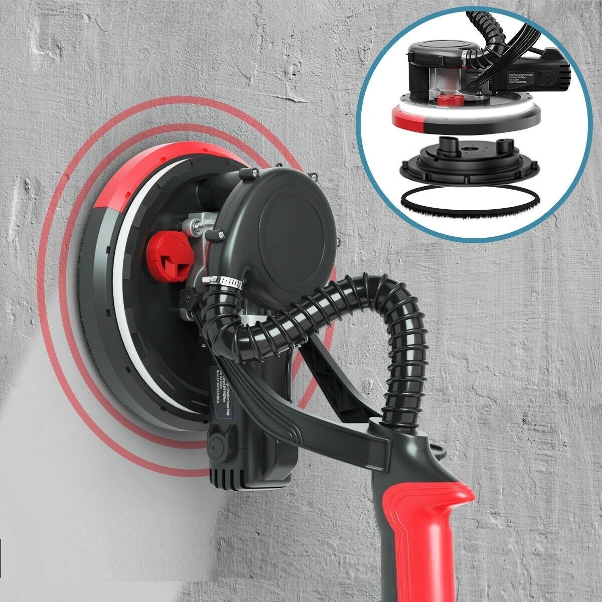 Powerful 9′′ Electric Drywall Ceiling Pole Sander Dustless Vacuum W/ LED