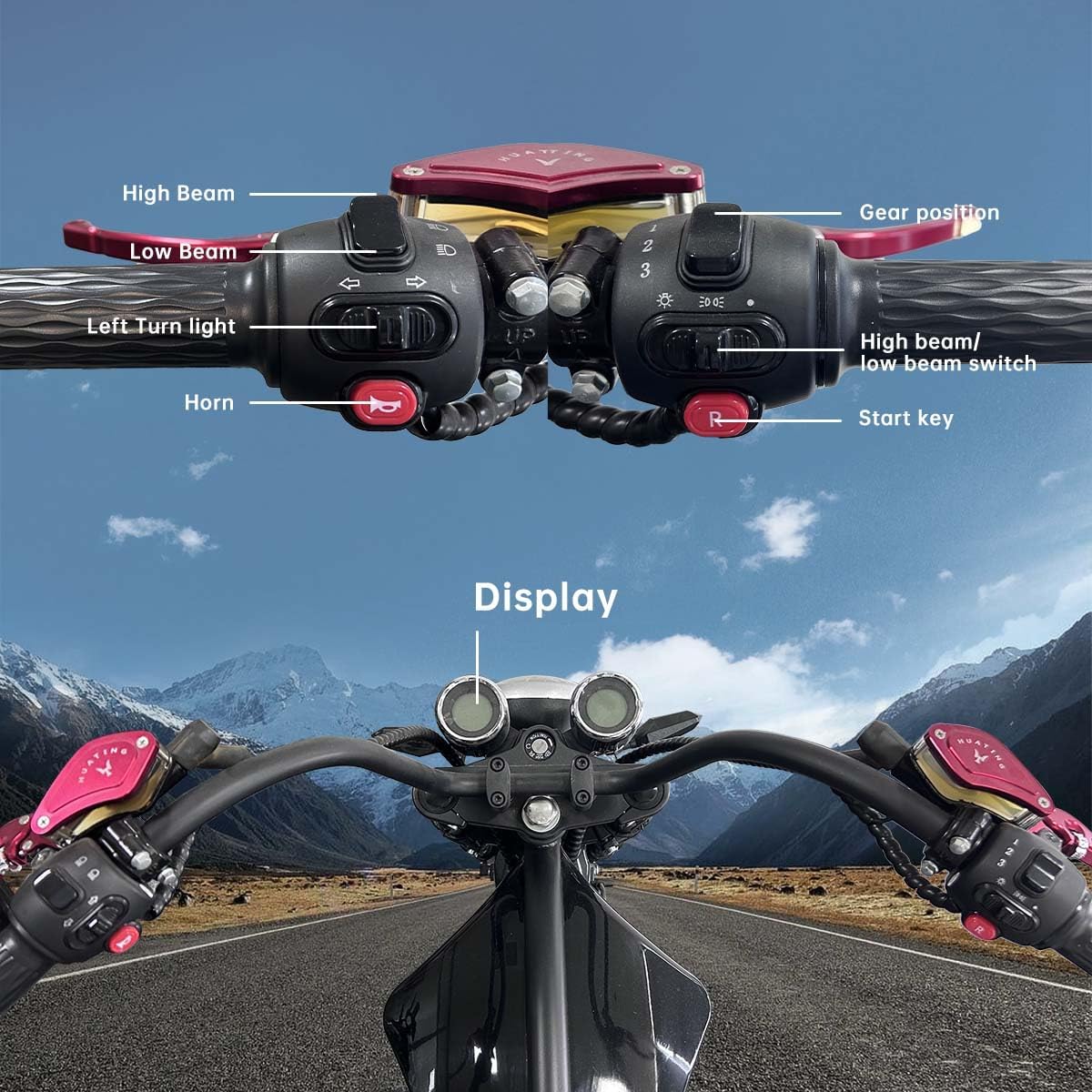 SAY YEAH 2500W Fat Tire Electric Scooter for Adults, 37 mph, 60V20Ah Battery, 4 Speeds Lithium E-Motorcycle with Reverse Gear Function, Citycoco Chopper with Seat, Commuter Scooter Harley Electric