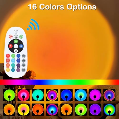 Sunset LED Lamp Projector, 21 Colors Changing App & Remote Control Mood lighting, Music Sync Ambiance Lighting, Sunset Lamp for Bedroom, Living Room, Aesthetic Room Decor, Birthday Gifts for Women