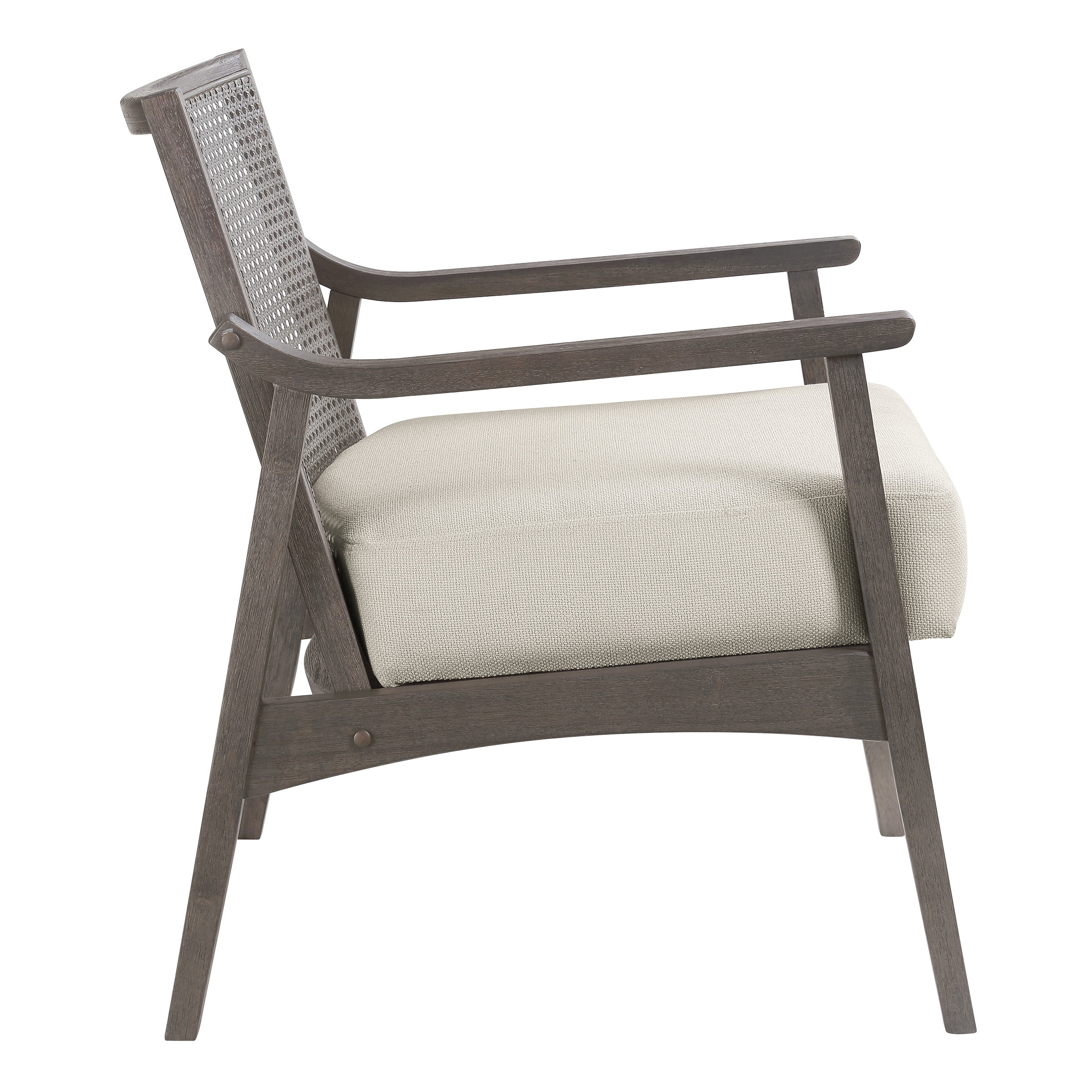 Lantana Arm Chair in Linen Cream Fabric and Gray Rustic Finish