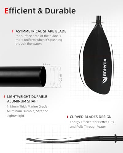 Abahub Adjustable Kayak Paddle 210-230 cm/ 230-250 cm Floating Kayaking Oars Boating Oars Canoeing Oars Black
