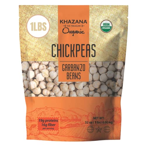 Khazana Organic Chickpeas 7lb - Garbanzo Beans | Non-GMO, Gluten Free & Kosher | Authentic Lentils From India