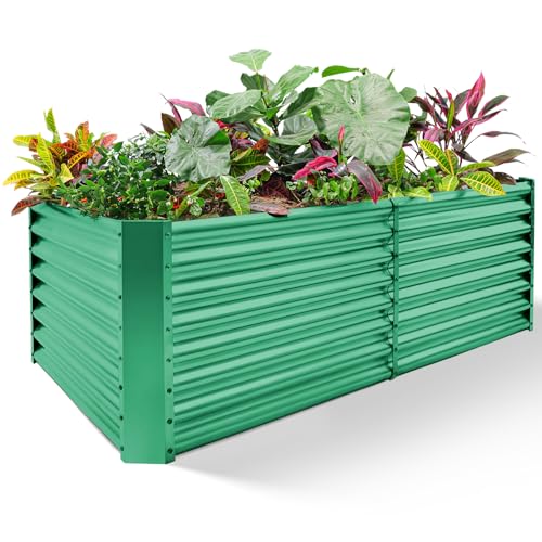 Land Guard 8×4×2 ft Galvanized Raised Garden Bed Kit, Galvanized Planter Raised Garden Boxes Outdoor, Large Metal Raised Garden Beds for Vegetables.