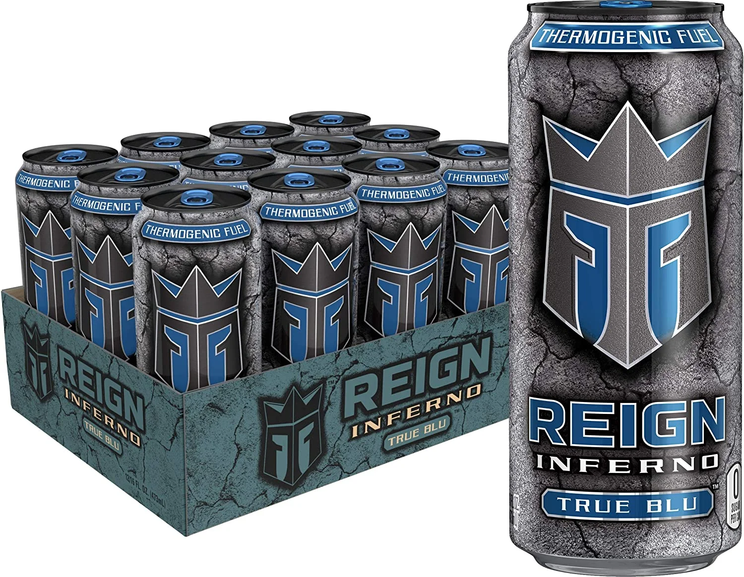 Reign Inferno True Blu, Thermogenic Fuel, Fitness and Performance Drink, 16 Ounce (Pack of 12)