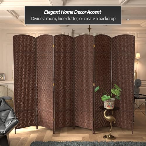 Red Lantern 7 ft. Tall Diamond Weave Dark Beige-6 Panels Room Divider