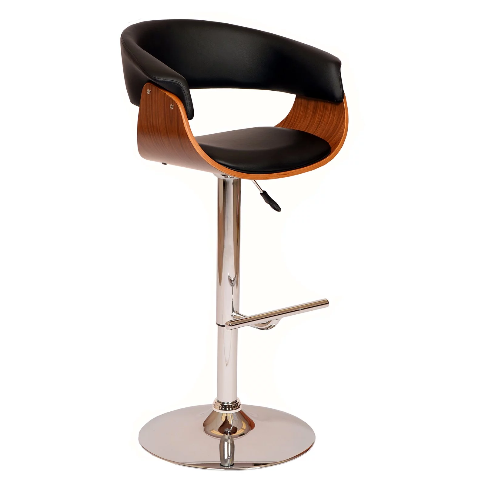 Armen Living Paris Modern Adjustable Wood Swivel Barstool in Black