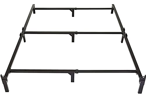 Amazon Basics Metal Bed Frame, 9-Leg Base for Box Spring and Mattress, Full, Tool-Free Easy Assembly, Black