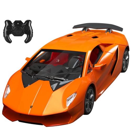 GUOKAI Remote Control Car, 1/24 Scale RC Sport Racing Toy Car, Compatible with Lamborghini Sesto Elemento Model Vehicle for Boys Girls Brown