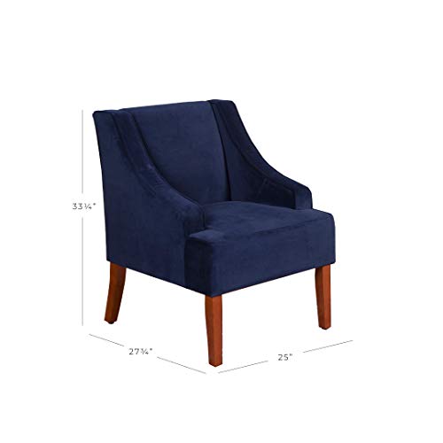 HomePop Velvet Swoop Arm Accent Chair, Suri Blue